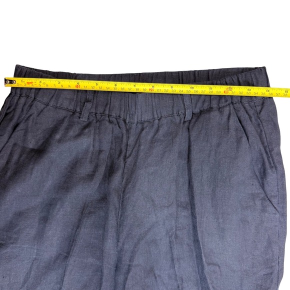 Quince 100% European Linen Pants 25" Deep Navy Wide Leg Crop Pull On Small - Picture 11 of 13